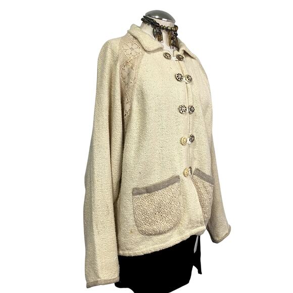 Vintage Heavy Knit Lace Cottage Core Boho Jacket - Picture 2 of 16